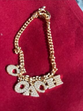 Gold Tone Pavé Letter Charm Bracelet - Women Jewelry